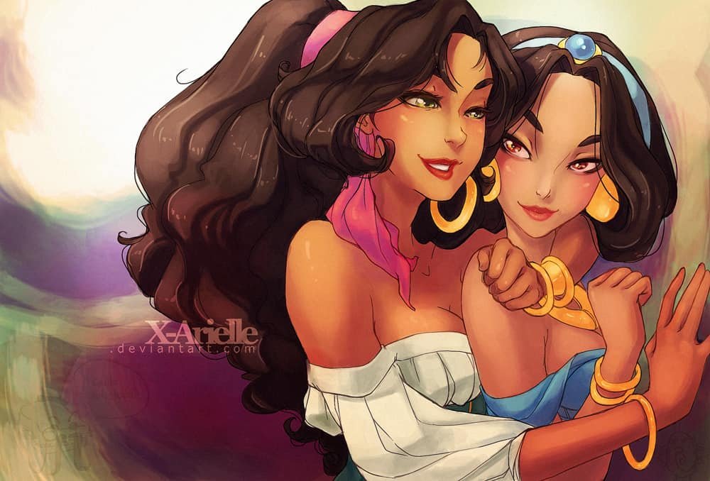 Esmeralda y Jasmine princesas disney lesbianas