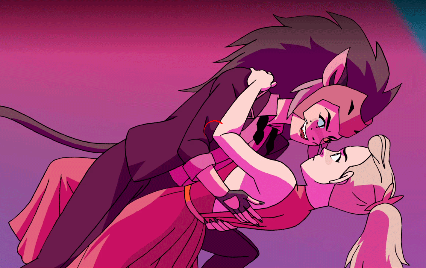 Catra y Adora en el baile de las Princesas