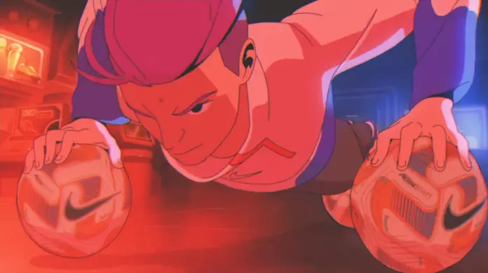 Megan Rapinoe de dibujos haciendo flexiones y molándolo todo